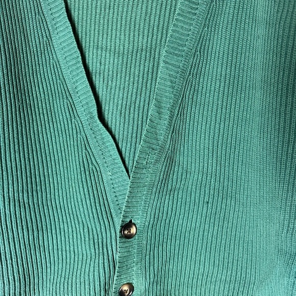 Vintage Nordstrom Green Ribbed Cardigan Sweater Large - Picture 4 of 6